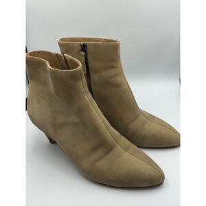 M4DE Women's Leather Zip Up Ankle Heels Tan‎ Size 7.5 M